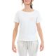Top tee shirt femme broderie fleur ecru