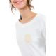 Top tee shirt femme broderie fleur ecru