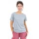 Top tee shirt femme gris broderie fleur face