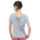 Top tee shirt femme gris broderie fleur