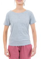 Top tee shirt femme gris broderie fleur zoom