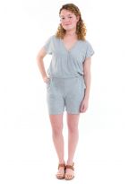 Combishort effet cache coeur jersey gris face