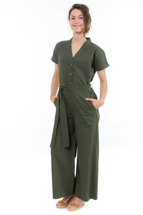 Combinaison pantalon femme saharienne kaki face