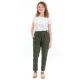 Pantalon carotte femme taille elastique kaki face