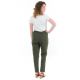 Pantalon carotte femme taille elastique kaki