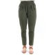 Pantalon carotte femme taille elastique kaki zoom