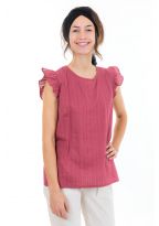 Top femme manches volantees dos original face