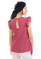 Top femme manches volantees dos original back