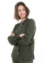 Chemise femme kaki manches longues face