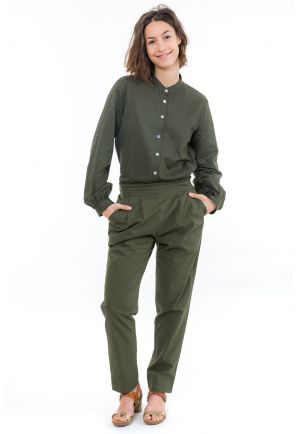 Chemise femme kaki manches longues ensemble