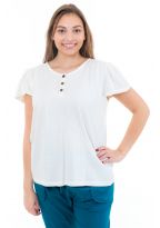 T-shirt femme manches courtes jersey ecru face