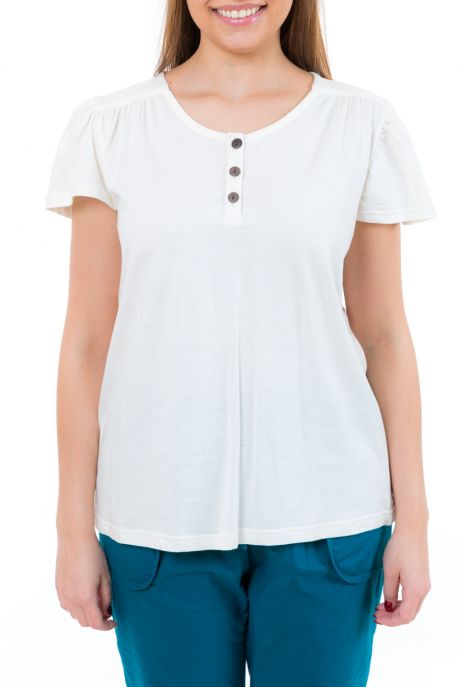 T-shirt femme manches courtes jersey ecru zoom