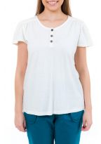 T-shirt femme manches courtes jersey ecru zoom