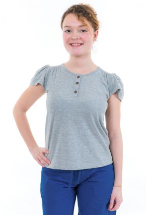 Tee-shirt femme jersey manches courtes gris face