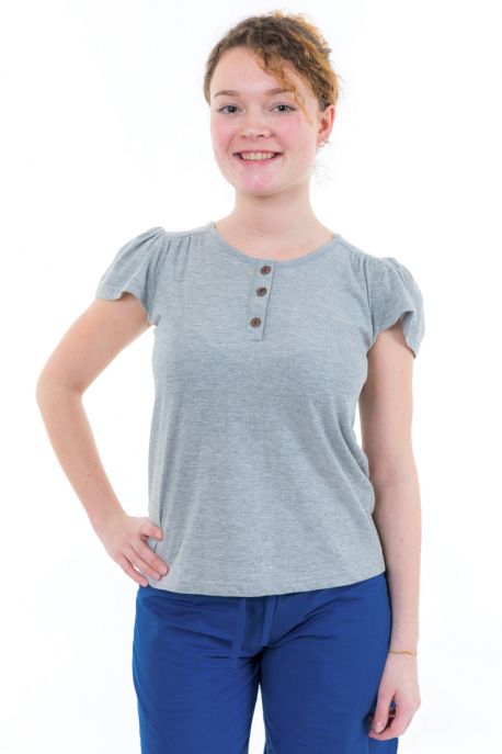 Tee-shirt femme jersey manches courtes gris face