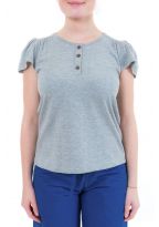 Tee-shirt femme jersey manches courtes gris zoom