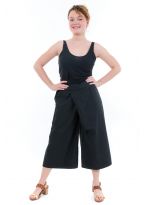 Pantalon raccourci trois quarts large noir face