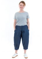 Pantacourt bouffant femme jean denim face