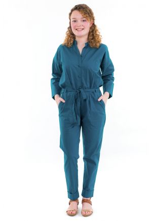 Combinaison pantalon style saharienne bleu face