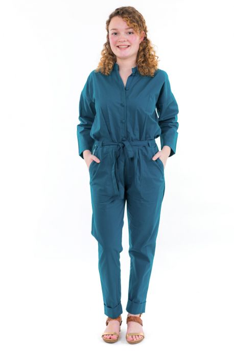 Combinaison pantalon style saharienne bleu face