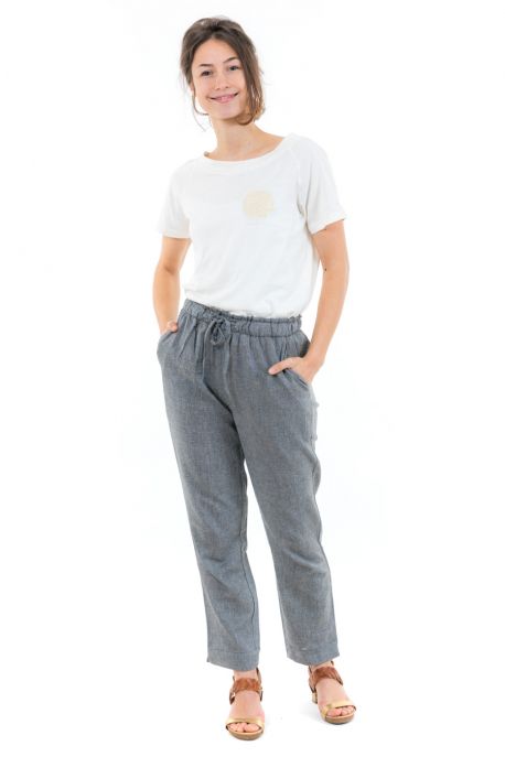 Pantalon casual zen mixte gris face
