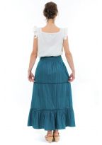 Jupe longue boheme bleu petrole dos