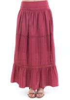 Jupe longue romantique dentelle framboise zoom