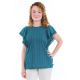 Top femme manches papillon dentelle bleu