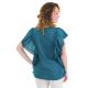 Top femme manches papillon dentelle bleu dos