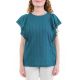 Top femme manches papillon dentelle bleu zoom