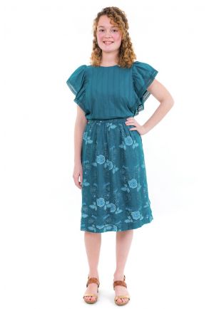 Jupe midi ethnique romantique Khatryne face