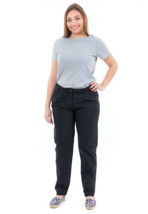 Pantalon coupe carotte basique noir face