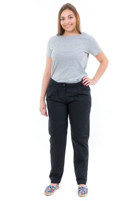 Pantalon coupe carotte basique noir face