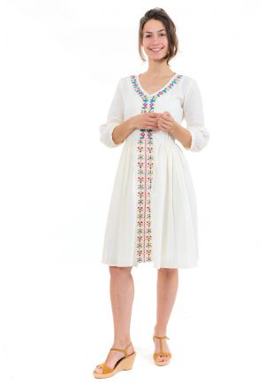 Robe midi ethnique romantique broderies