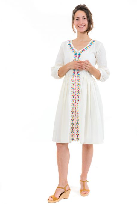 Robe midi ethnique romantique broderies