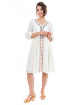 Robe midi ethnique romantique broderies face