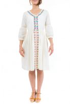 Robe midi ethnique romantique broderies zoom