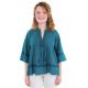 Blouse boheme dentelle et pampilles bleue face