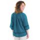 Blouse boheme dentelle et pampilles bleue