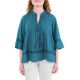 Blouse boheme dentelle et pampilles bleue zoom