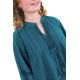 Blouse boheme dentelle et pampilles bleue