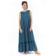 Robe longue romantique dentelle bleue face