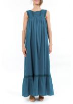 Robe longue romantique dentelle bleue zoom