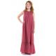 Robe maxi boheme dentelle rose face