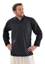 Chemise 3 boutons mao coton epais noir face