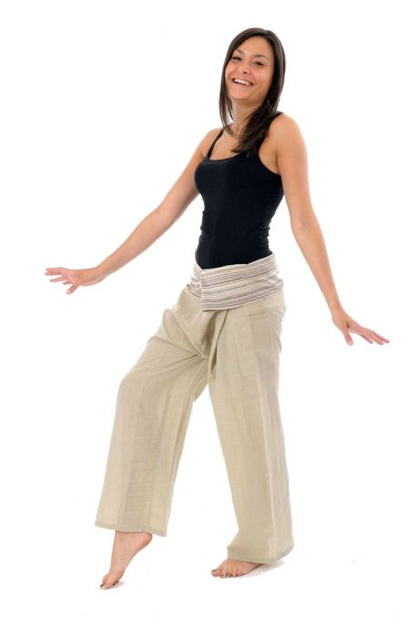 Pantalon Fisherman chanvre rayure chanvre