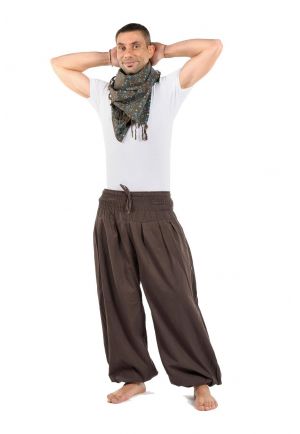 Pantalon sarouel elastique bouffant marron Elia