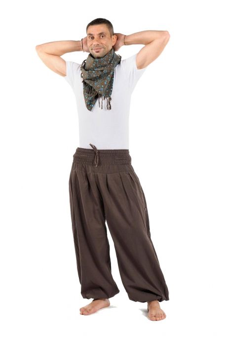 Pantalon sarouel elastique bouffant marron Elia