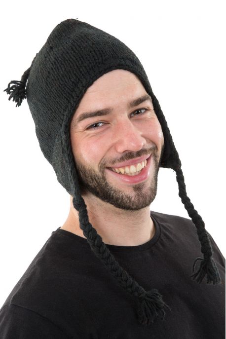 Bonnet laine douce du Nepal double polaire Noir