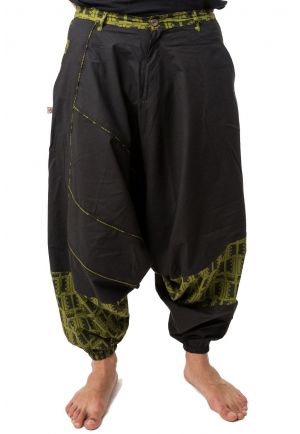 Sarouel homme ethnique noir kaki Nehuda